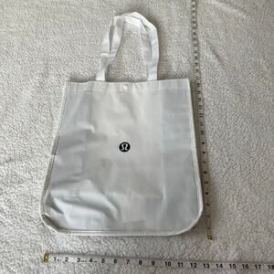 Lululemon Large White & Black Reusable Logo Tote Bag Minimalist Gym Shopper